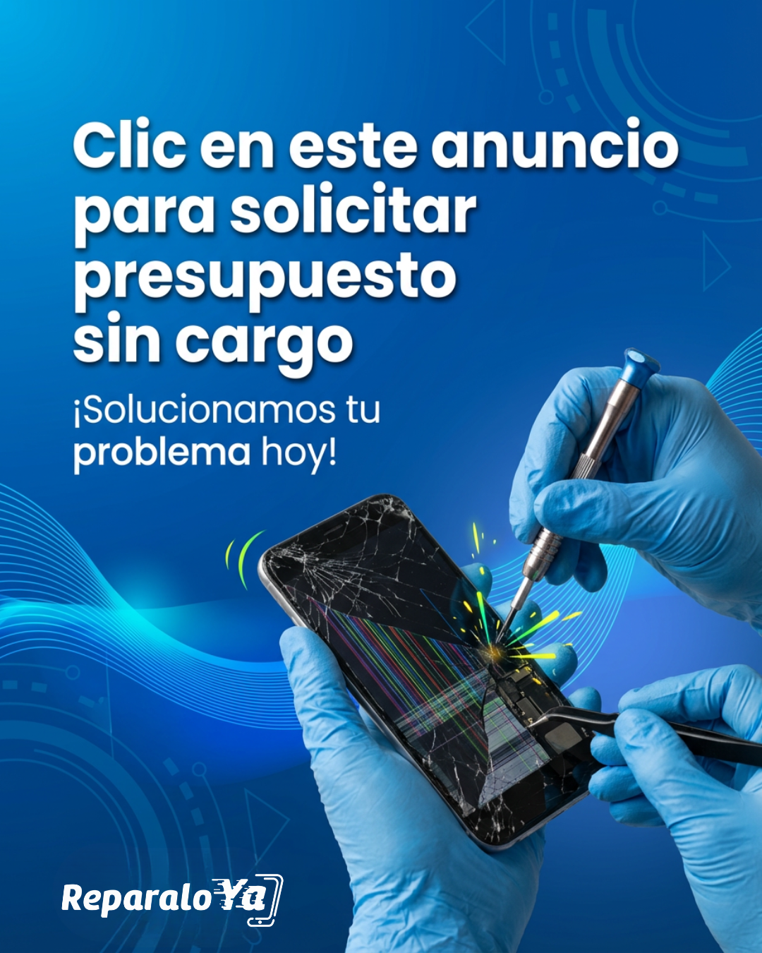 Tecnico profesional trabajando en celular